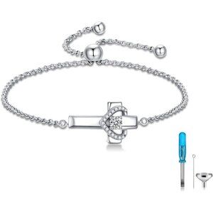 Cross Urn Bracelet Heart Urn Bracelet for Ashes 925 Sterling Silver